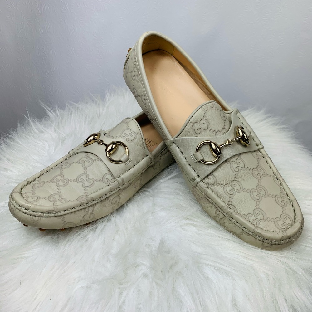 Gucci Embossed Horsebit Leather Loafers